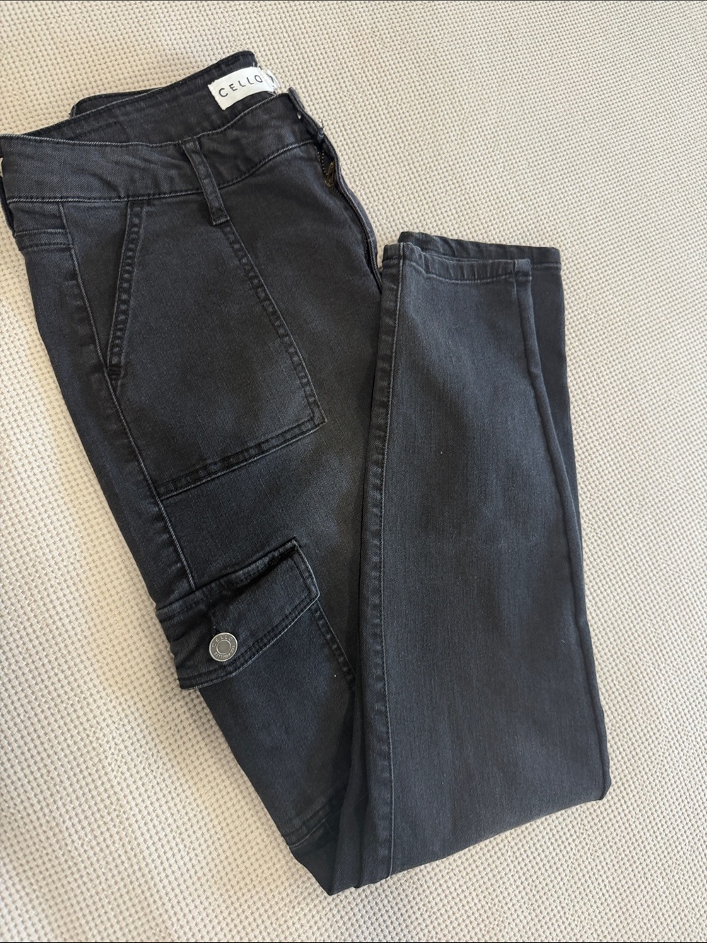 Cello women’s Black Straight Cargo Jeans